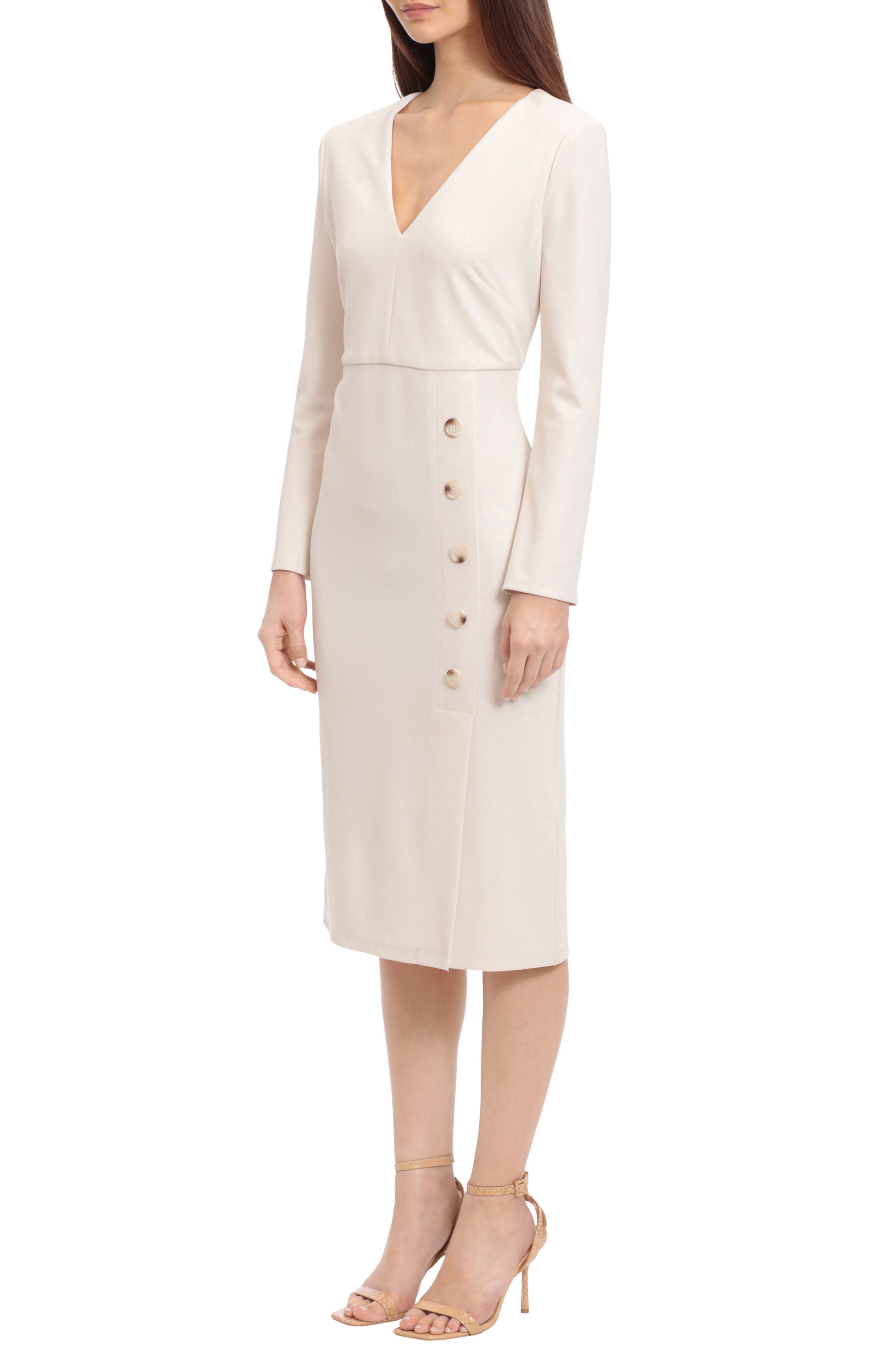 Maggy London V-Neck Long Sleeve Midi Dress | Nordstrom