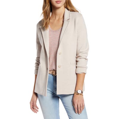 1901 Stretch Wool Blend Sweater Blazer, Beige
