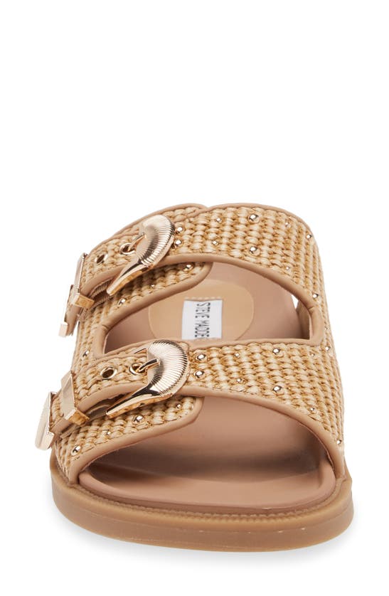 Steve Madden Connely Buckle Slide Sandal In Raffia