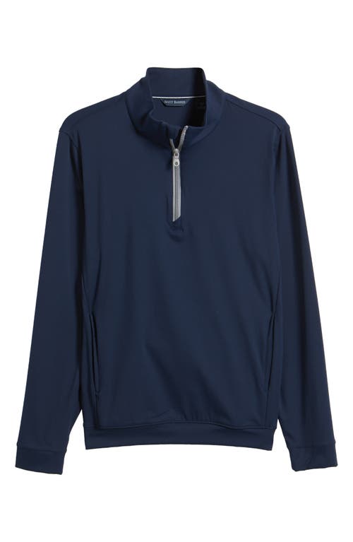 Shop Scott Barber Solid Stretch Quarter Zip Pullover In Navy