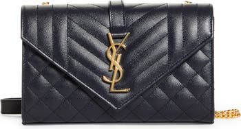 SAINT LAURENT: Envelope bag in quilted suede - Ebony  Saint Laurent mini  bag 6001951U887 online at