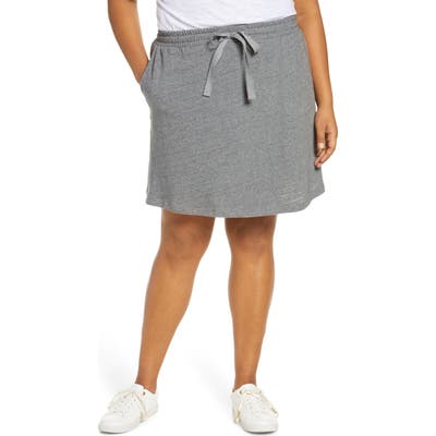 Plus Size Caslon Tie Waist Knit Skirt, Grey