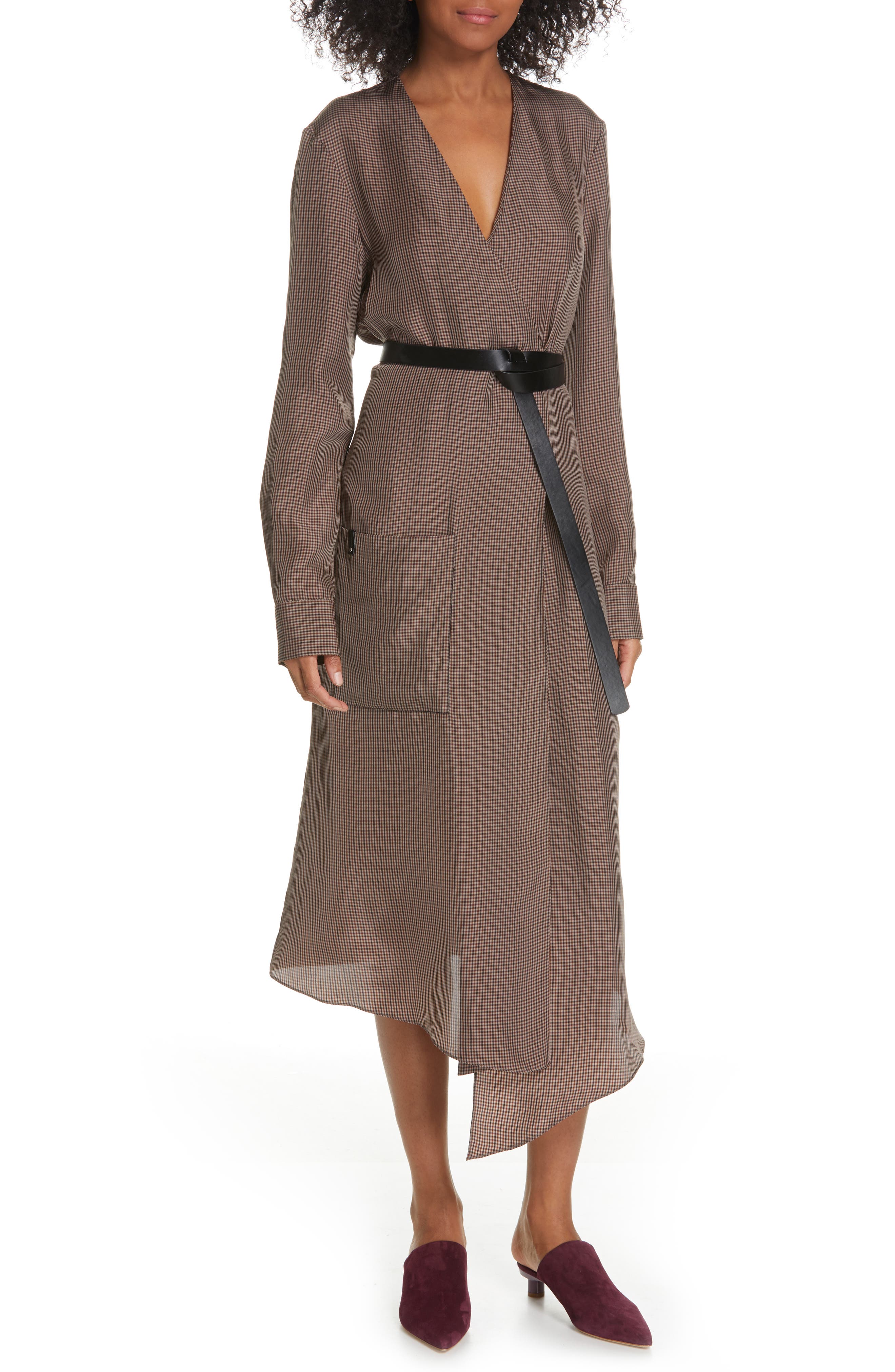 tibi wrap midi dress