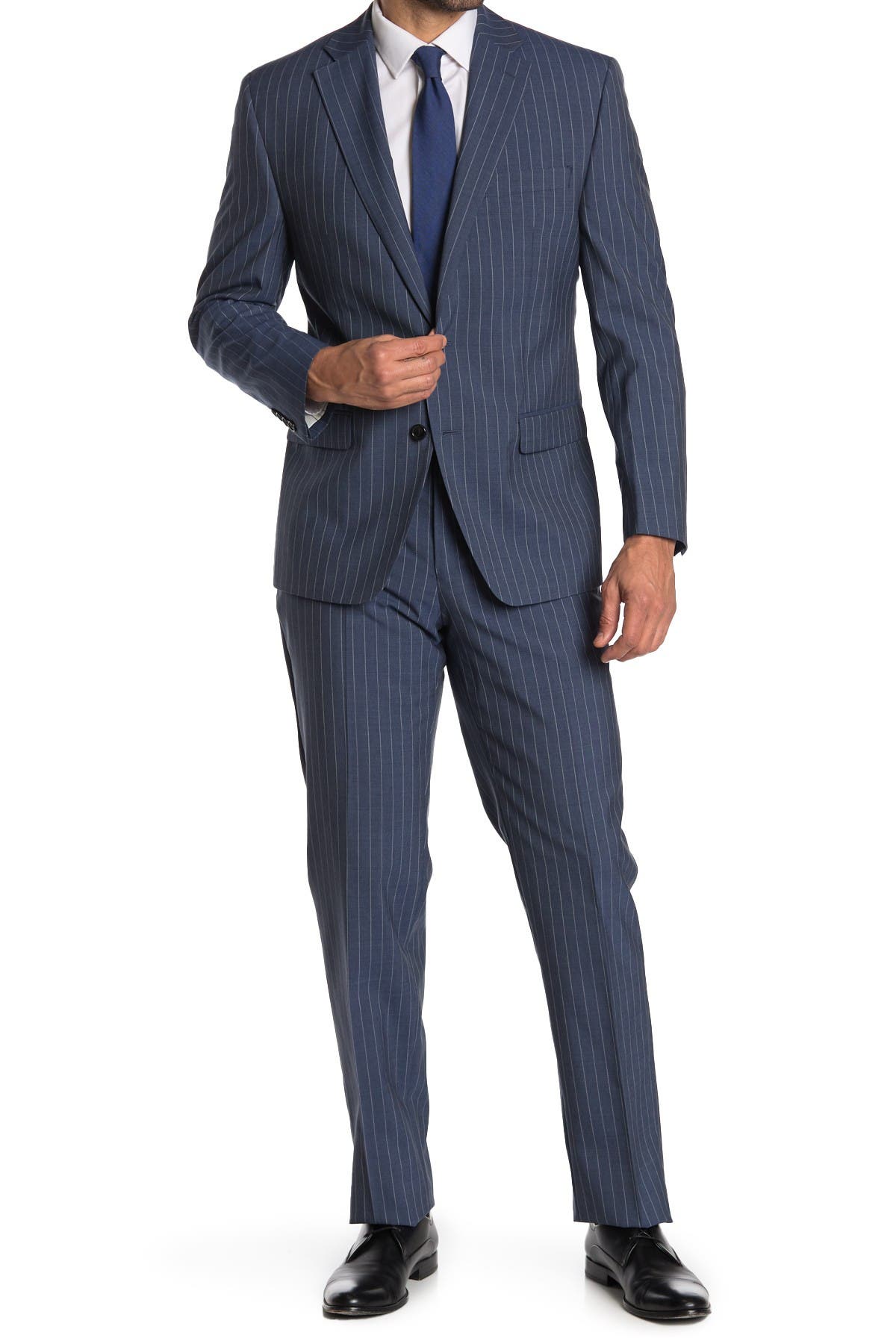 Pinstripe Blue Wool Blend 2-Piece Suit 