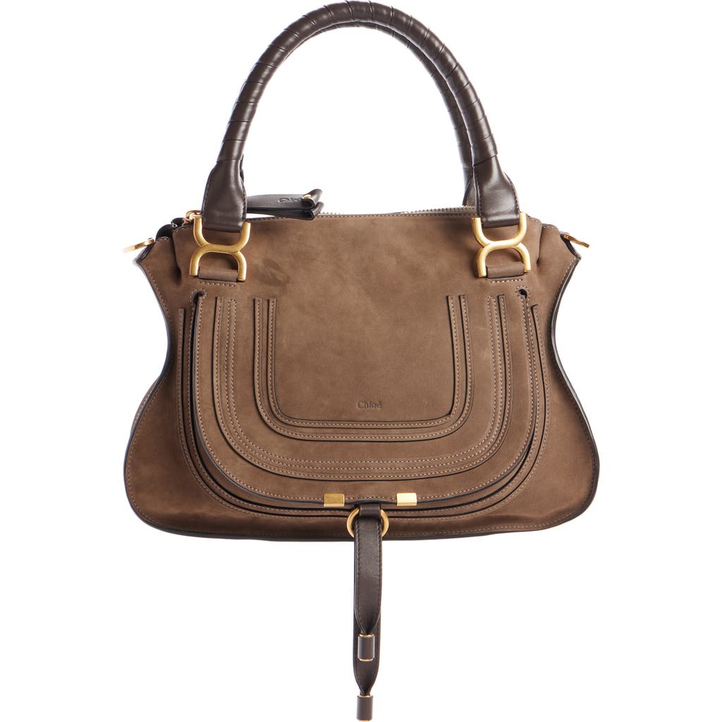 Chloé Large Marcie Leather Satchel In Flannel Grey 036