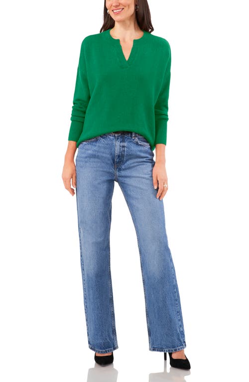 Shop Vince Camuto Drop Shoulder V-neck Sweater In Electric Green