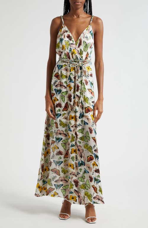 Alice + Olivia Samantha Butterfly Print Faux Wrap Maxi Dress Boundless at Nordstrom,