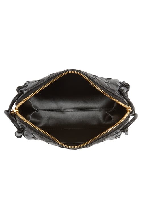 Bottega Veneta Mini Concert Intrecciato Leather Crossbody Bag In 8425 Black-gold