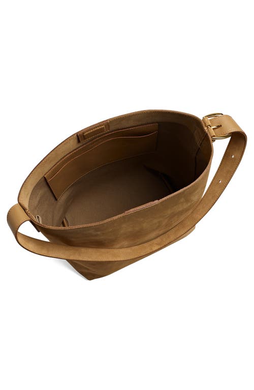 Madewell The Essential Bucket Tote In Suede In Tawny Khaki