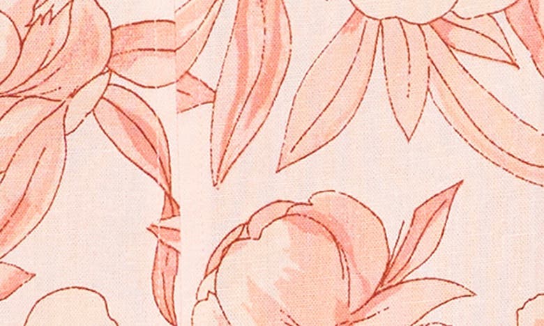 Shop Cece Floral Print Puff Sleeve Linen Blend Top In Sweet Rose