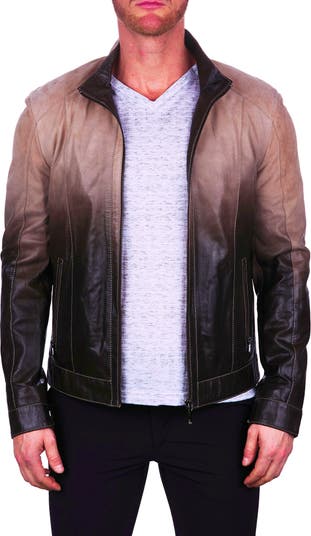 Women Ombre Croco Printed Leather Biker Jacket