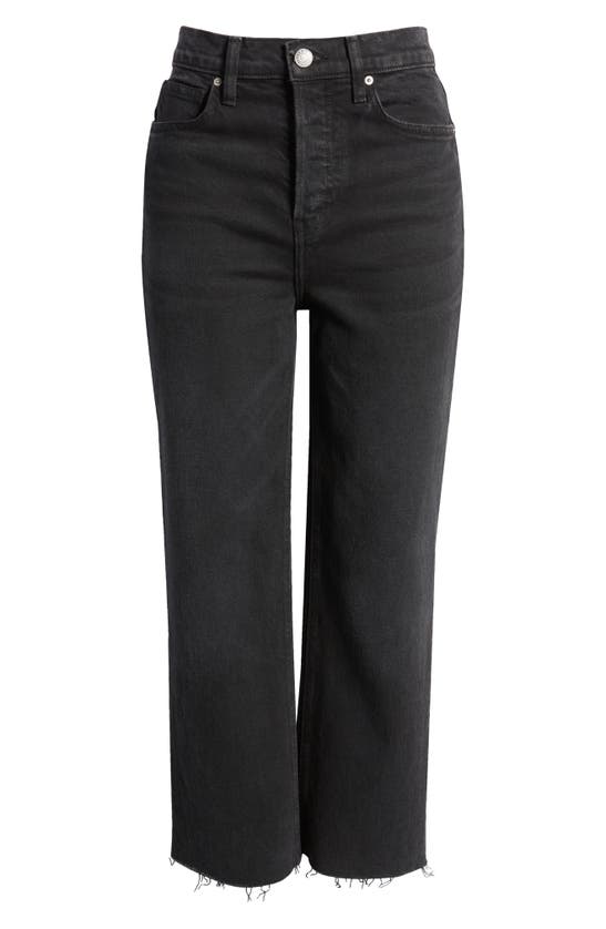 Shop Frank & Eileen Monaghan High Waist Raw Hem Crop Mom Jeans In Black Wash