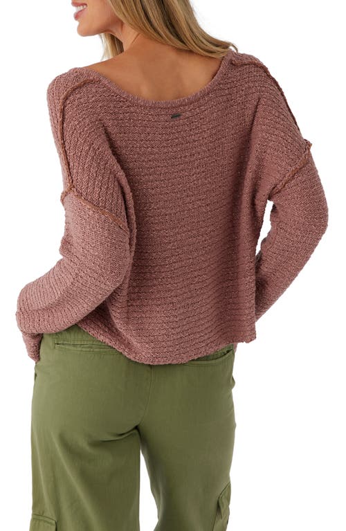 Shop O'neill Marina Slub Cotton V-neck Sweater In Burlwood