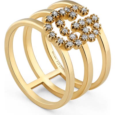 Gucci Double G Diamond Three-Row Ring