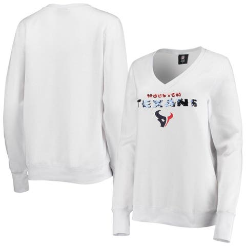 Women's Cuce White Tennessee Titans Victory V-Neck Pullover Sweatshirt