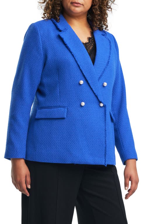 Shop Estelle Courtney Bouclé Tweed Blazer In Blue