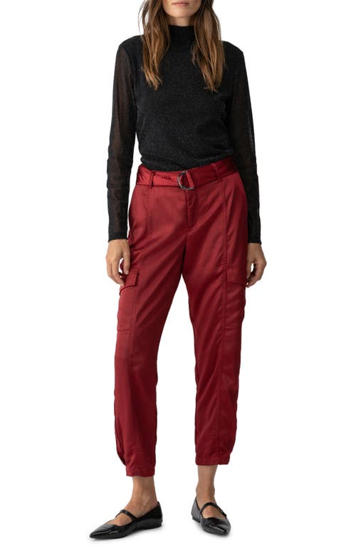 Shop Sanctuary Belted Satin Cargo Pants In Garnet