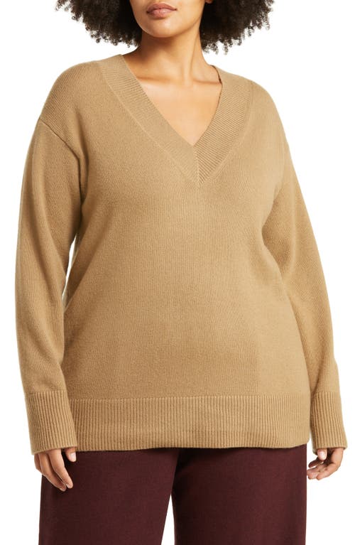 Vince V-neck Draped-sleeve Jumper In Sand Shell