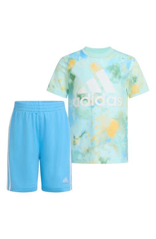 Adidas Originals Kids' Graphic T-shirt & Shorts Set In Semi Flash Aqua