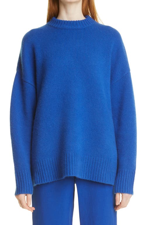 Oversize Crewneck Cashmere Sweater in Cobalt