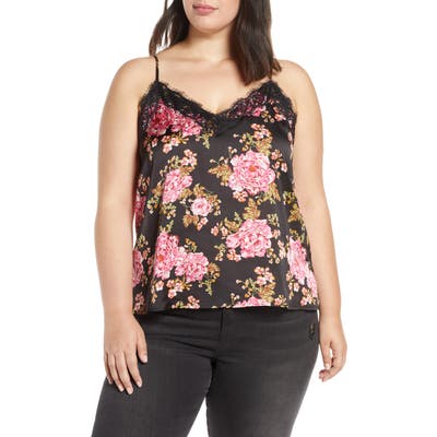 Plus Size Bp. Lace Trim Satin Camisole Top, Pink