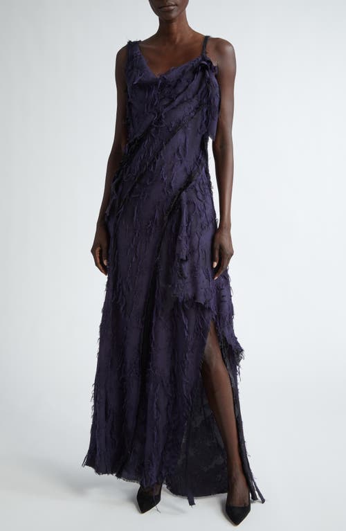 Jason Wu Collection Frayed Jacquard Gown in Navy 