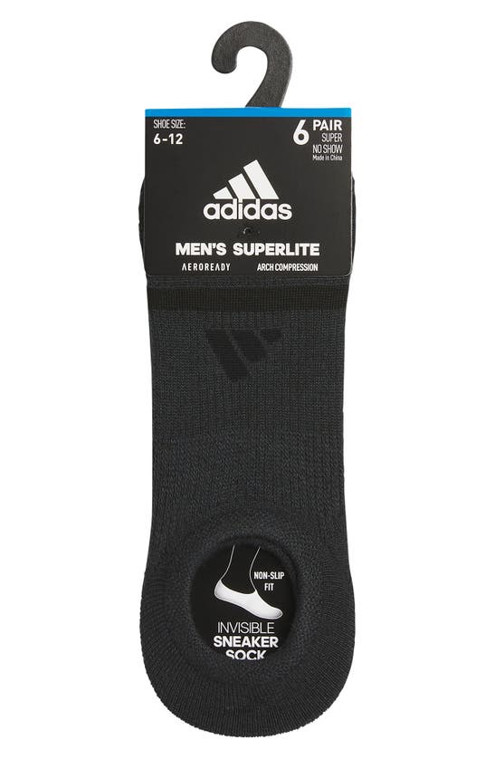 Shop Adidas Originals 6-pack Superlite No-show Socks In Black/ Night Grey