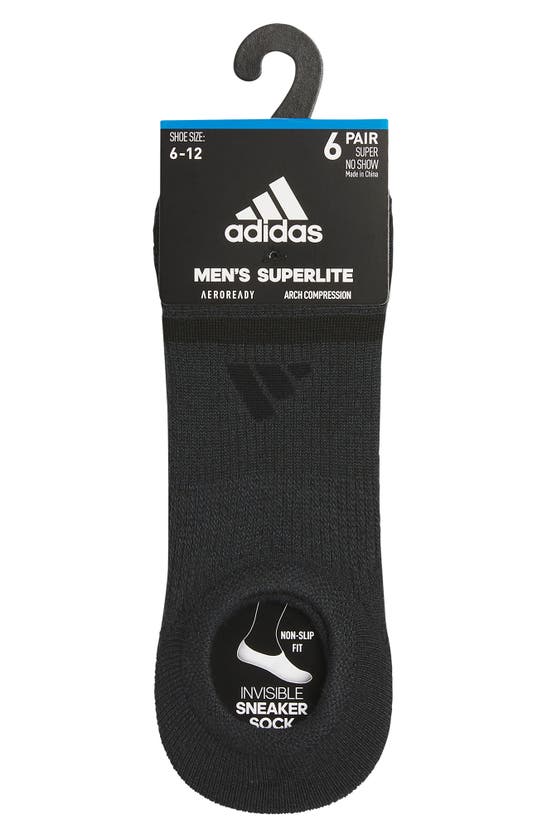 Adidas Originals 6-pack Superlite No-show Socks In Black/ Night Grey