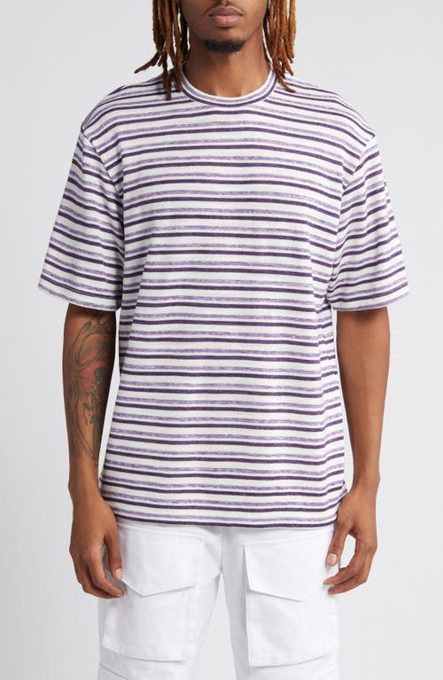 Stripe Oversize Cotton T-Shirt in Grape Royale