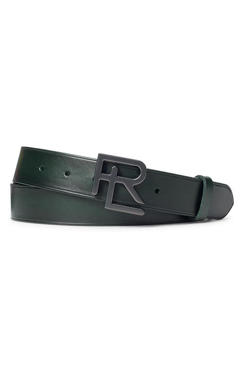 RL Buckle Leather Belt in Racing Green