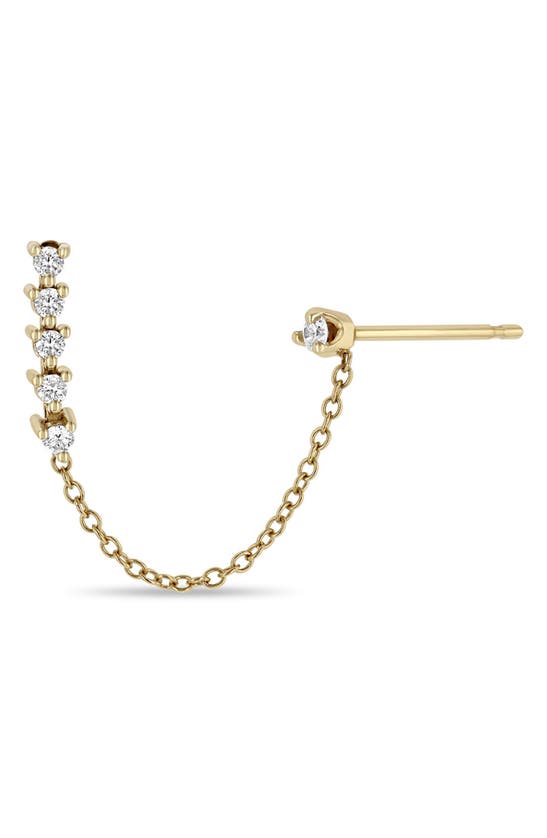 Zoë Chicco 14k Yellow Gold Double Stud Chain Earring With Diamonds, 0.11 Ct. T. W. In Yellow Gold