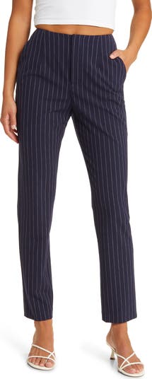 Pinstripe High Waist Slim Pants