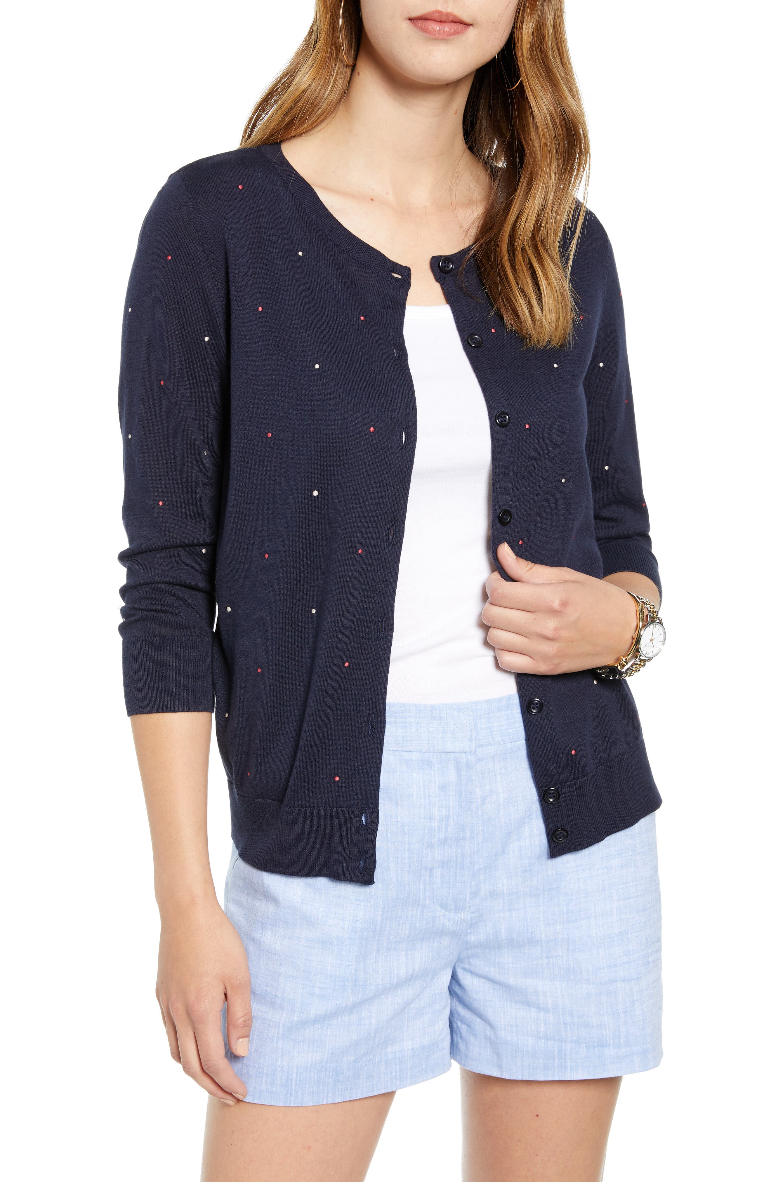1901 Embroidered Cardigan, Blue