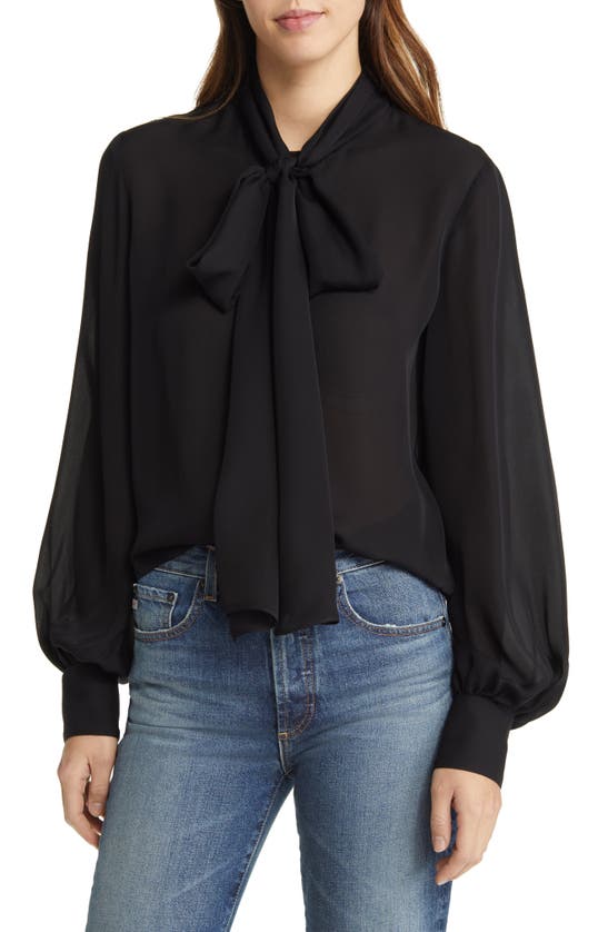 Argent Bow Silk Blouse In Black