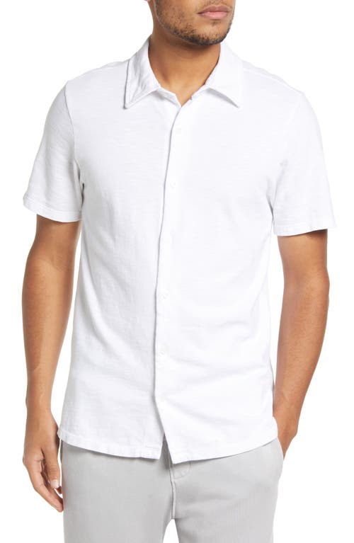 COTTON CITIZEN Presley Short Sleeve Knit Button-Up Shirt in White