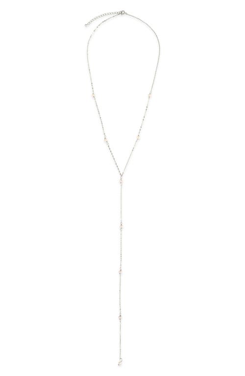 Sterling Forever Freshwater Pearl Station Y-Necklace in Silver at Nordstrom