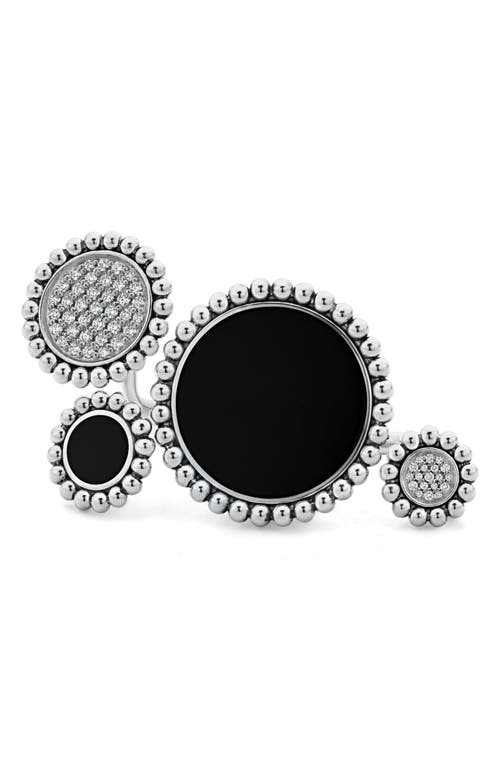Lagos Maya Diamond Circle Statement Ring In Silver/onyx