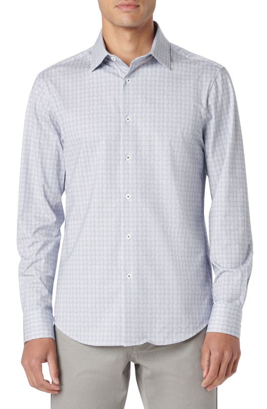 Shop Bugatchi James Ooohcotton® Curved Check Print Button-up Shirt In Navy