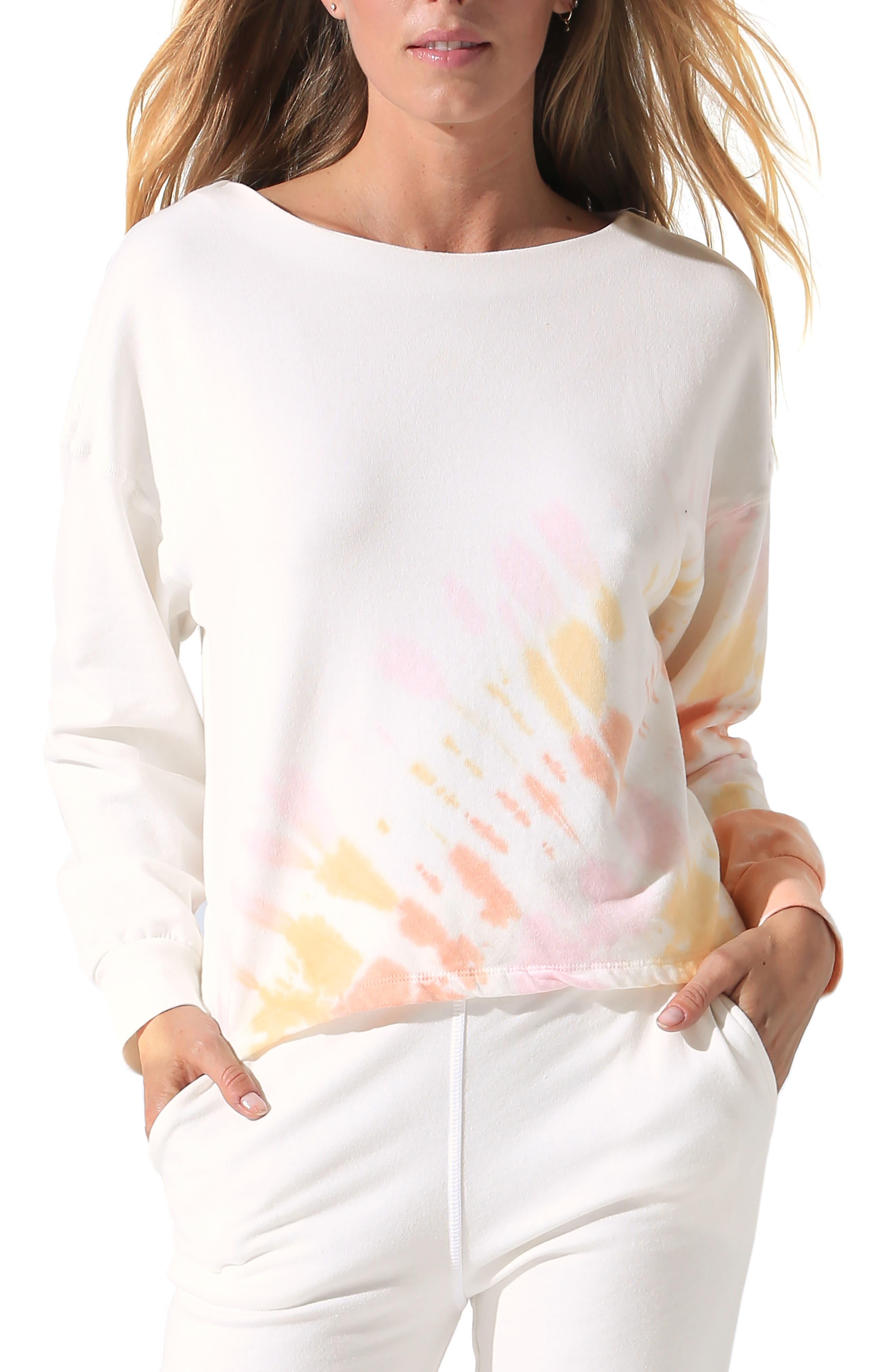 electric and rose tie dye sweatshirt