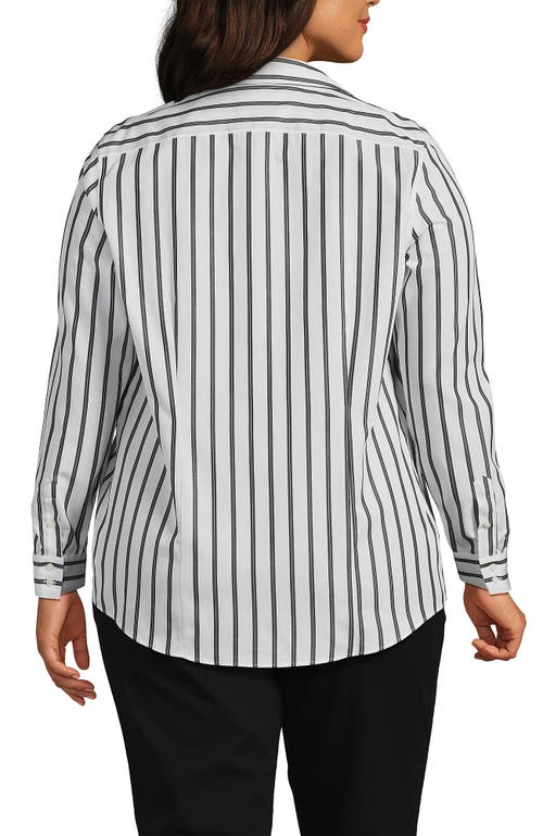 Lands' End No Iron Supima Cotton Long Sleeve Shirt In Black Dual Stripe