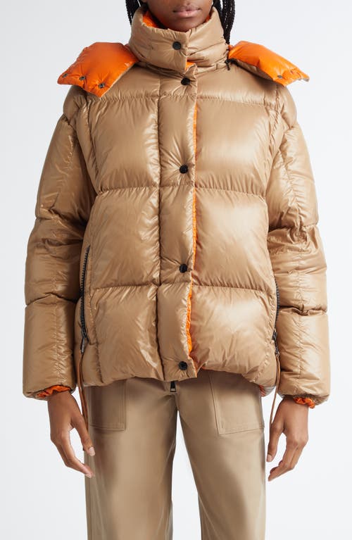 Shop Moncler Parana Down Puffer Jacket With Removable Hood In Light Beige