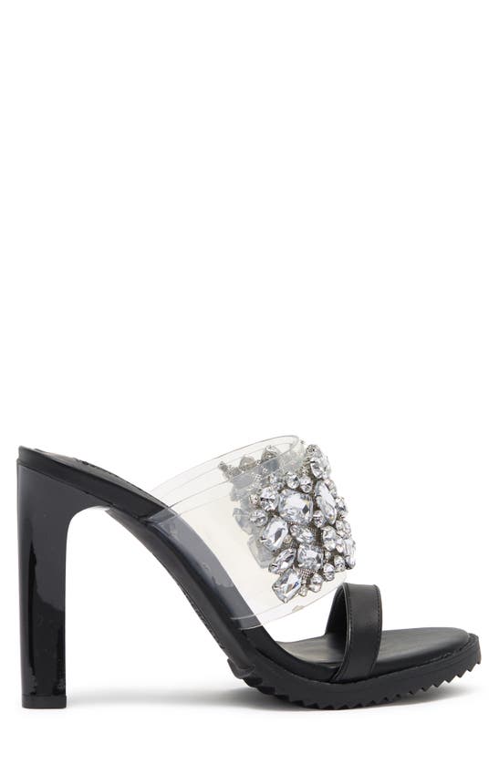 Karl Lagerfeld Bedika Crystal Embellished Clear Strap Sandal In Black