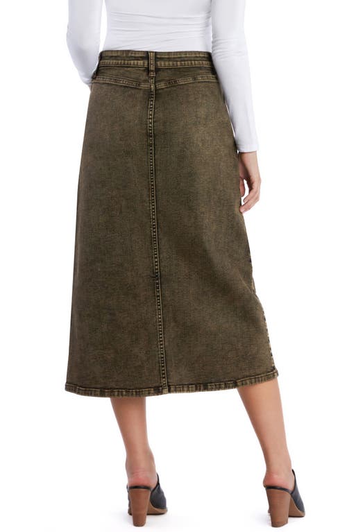 Shop Wash Lab Denim Mallory Denim Midi Skirt In Brown Honey