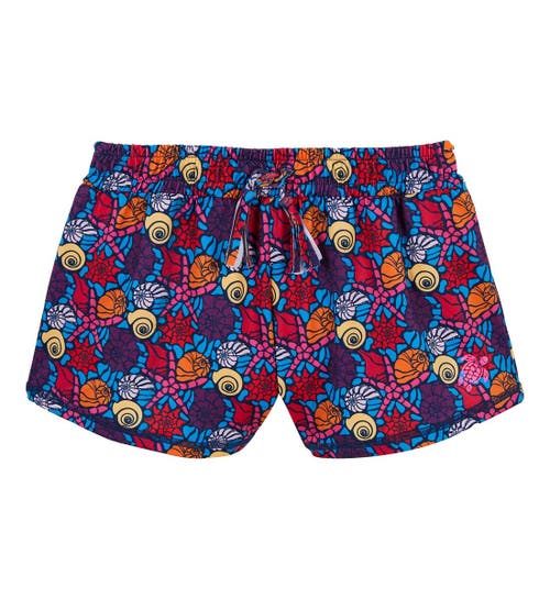 Shop Vilebrequin Kids' Noumea Sea Shells Uv Protection Shorts In Bleu Marine