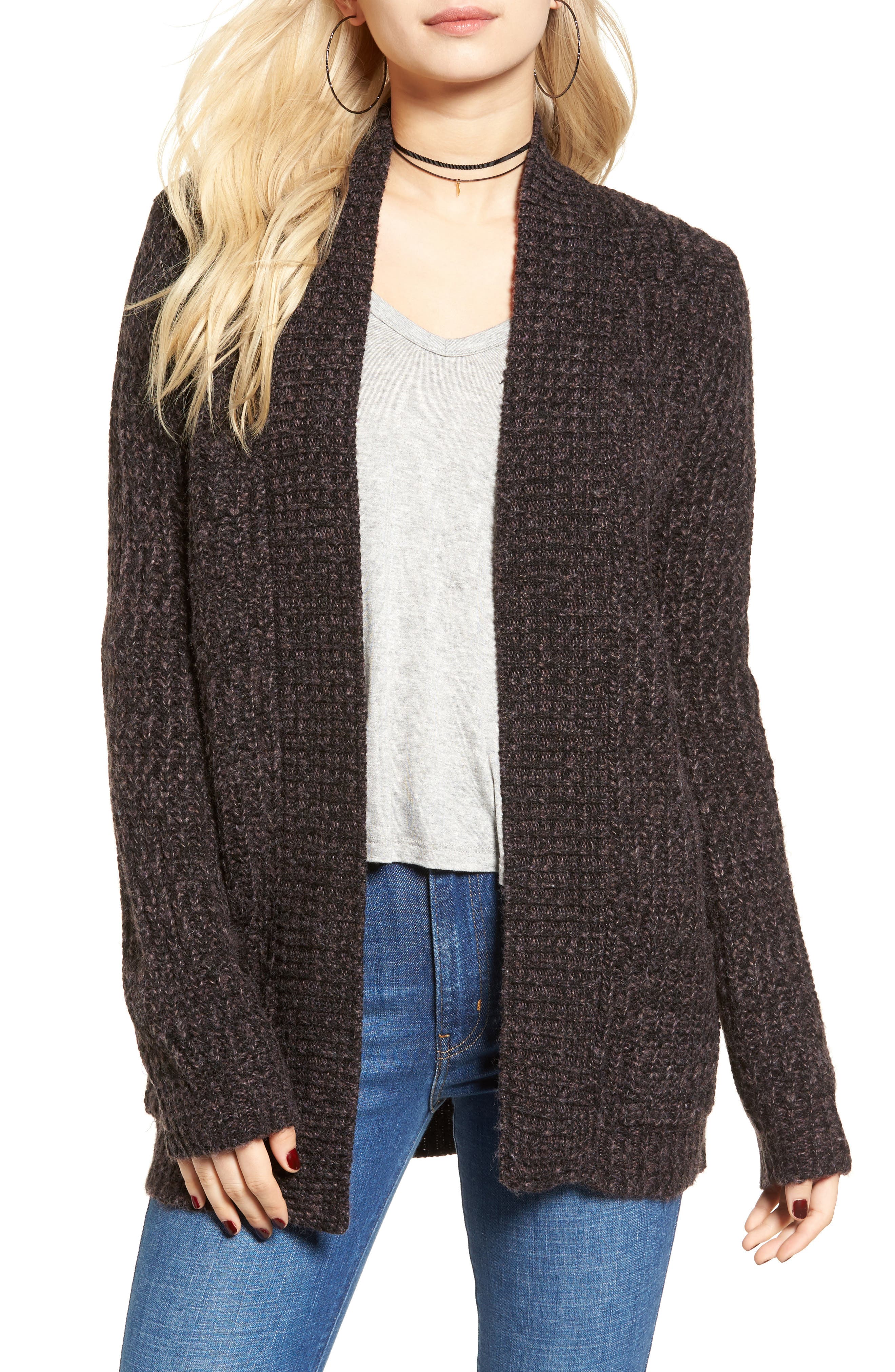 Cotton Emporium Marled Knit Open Cardigan Nordstrom