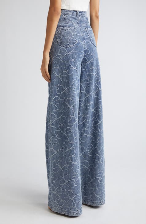 Adley Embroidered Wide Leg Jeans