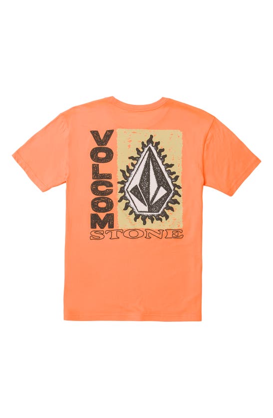 Shop Volcom Kids' Flamed Cotton Graphic T-shirt In Turbo Orange