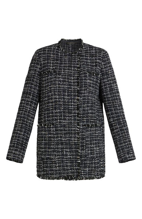 Shop Marina Rinaldi Mora Unstructured Tweed Blazer In Midnight Blue