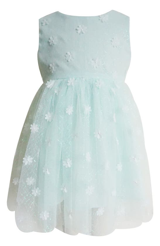 Shop Popatu Kids' Metallic 3d Floral Party Dress In Blue