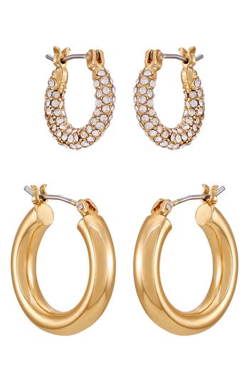 Vince Camuto Set Of 2 Assorted Hoop Earrings In Gold